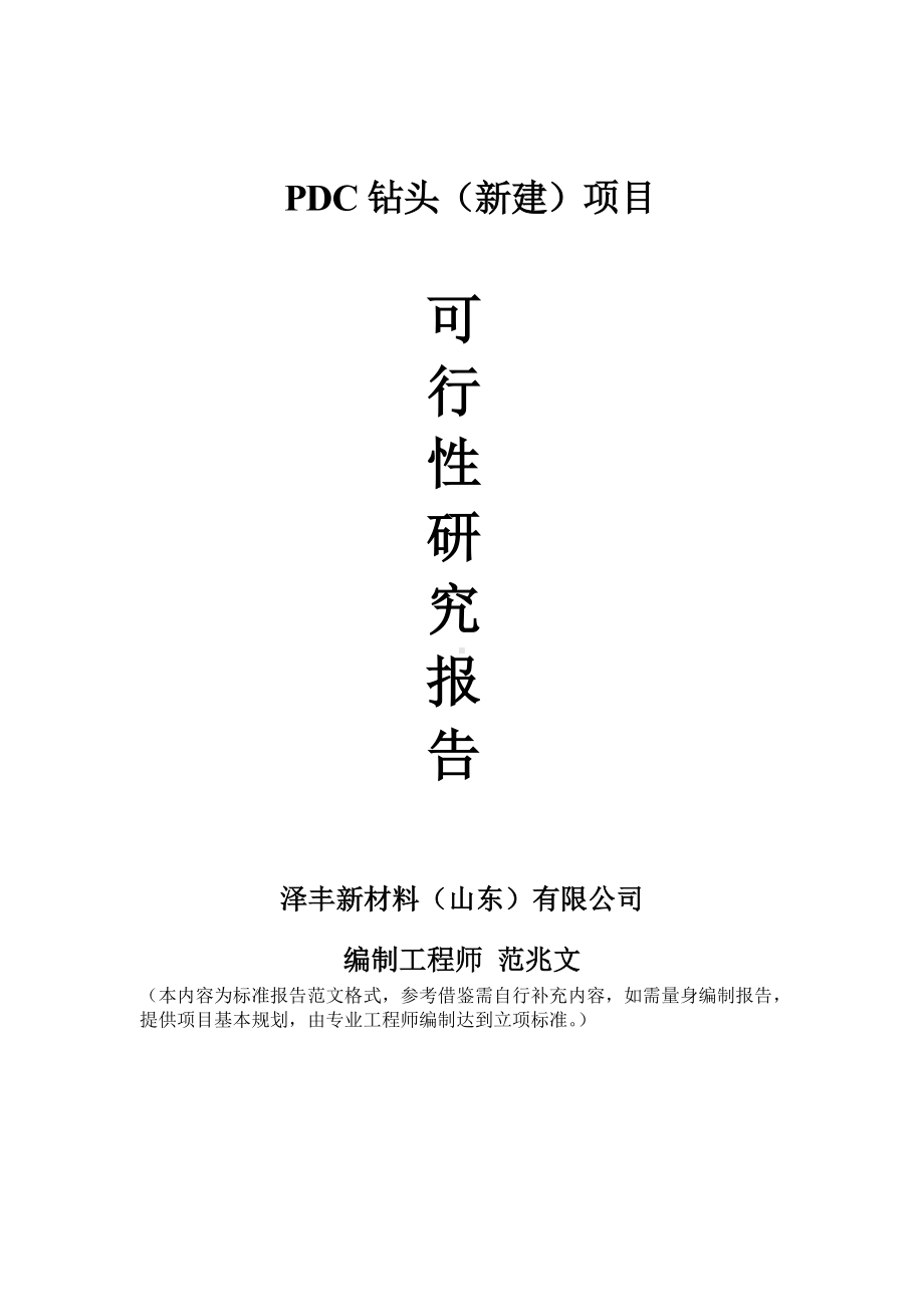 PDC钻头建议书可行性研究报告备案可修改案例模板.doc_第1页